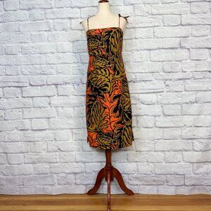 Manuhealii Orange and Black Midi Dress
